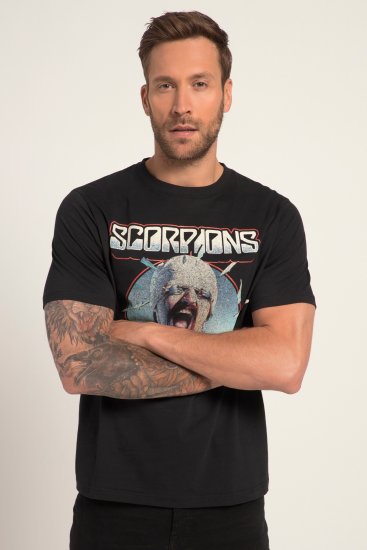JP1880 Scorpions Blackout Graphic Comfort Fit Band T-Shirt Black - Trička - Trička nadměrné velikosti - 2XL-14XL