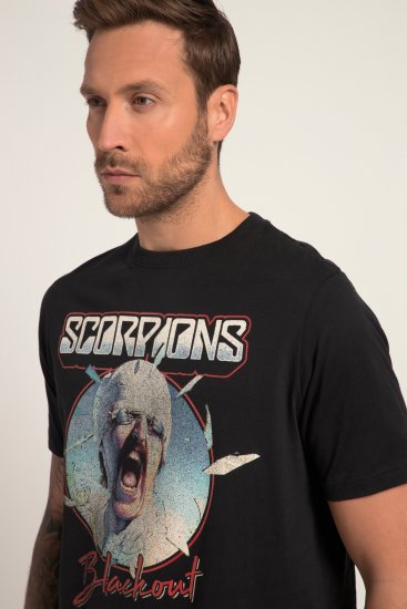 JP1880 Scorpions Blackout Graphic Comfort Fit Band T-Shirt Black - Trička - Trička nadměrné velikosti - 2XL-14XL