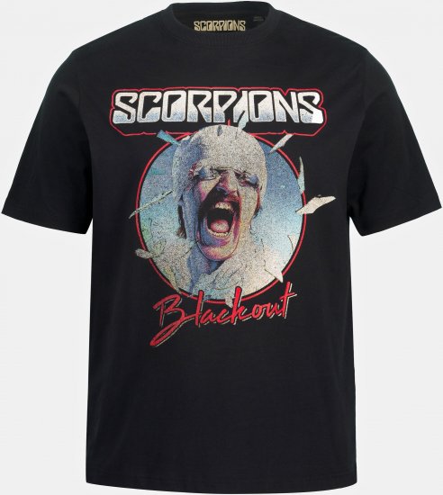 JP1880 Scorpions Blackout Graphic Comfort Fit Band T-Shirt Black - Trička - Trička nadměrné velikosti - 2XL-14XL