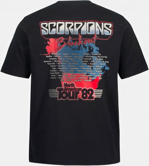 JP1880 Scorpions Blackout Graphic Comfort Fit Band T-Shirt Black - Trička - Trička nadměrné velikosti - 2XL-14XL