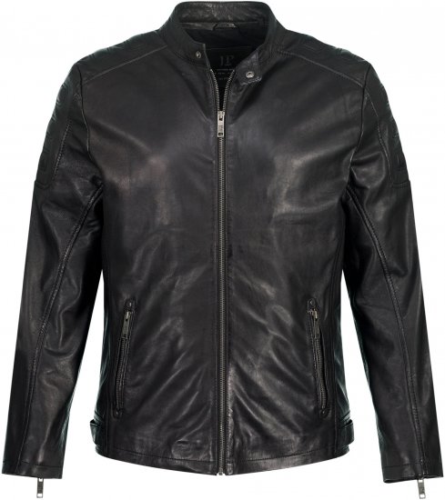 JP1880 Classic Biker Style Leather Jacket Black - Bundy - Bundy Nadměrné Velikosti - 2XL-8XL