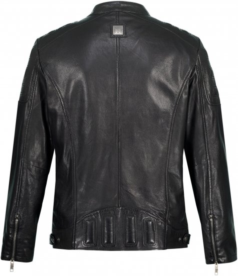 JP1880 Classic Biker Style Leather Jacket Black - Bundy - Bundy Nadměrné Velikosti - 2XL-8XL