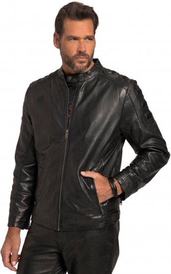 JP1880 Classic Biker Style Leather Jacket Black - Bundy - Bundy Nadměrné Velikosti - 2XL-8XL