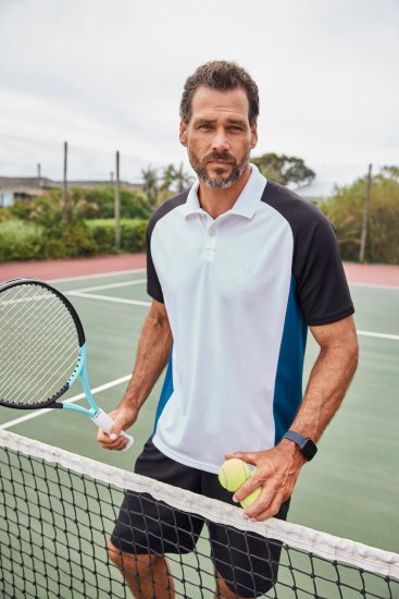 JP1880 FLEXNAMIC® QuickDry Tennis Polo Black-White-Blue - Sportovní oblečení - Sportovní Oblečení 2XL-10XL