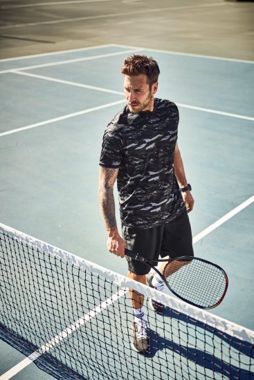 JP1880 QuickDry Graphic Print Tennis T-Shirt Black - Sportovní oblečení - Sportovní Oblečení 2XL-10XL