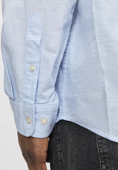 Jack & Jones Breeze Linen Blend Long Sleeve Shirt Chambray Blue - Košile - Košile 2XL-10XL
