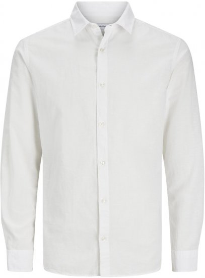 Jack & Jones Breeze Linen Blend Long Sleeve Shirt White - Košile - Košile 2XL-10XL
