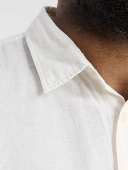Jack & Jones Breeze Linen Blend Long Sleeve Shirt White - Košile - Košile 2XL-10XL
