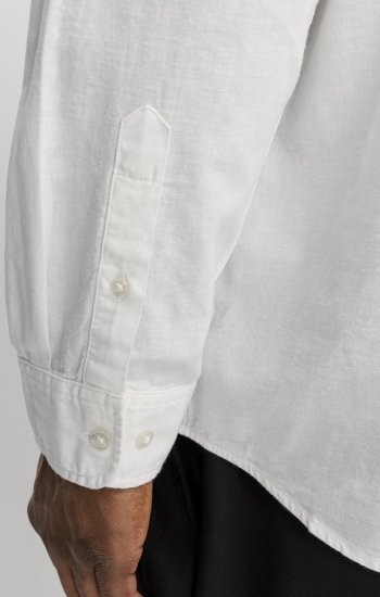 Jack & Jones Breeze Linen Blend Long Sleeve Shirt White - Košile - Košile 2XL-10XL