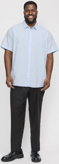 Jack & Jones Breeze Linen Blend Short Sleeve Shirt Chambray Blue - Košile - Košile 2XL-10XL
