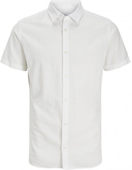 Jack & Jones Breeze Linen Blend Short Sleeve Shirt White - Košile - Košile 2XL-10XL