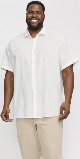 Jack & Jones Breeze Linen Blend Short Sleeve Shirt White - Košile - Košile 2XL-10XL