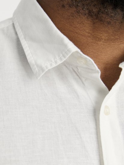 Jack & Jones Breeze Linen Blend Short Sleeve Shirt White - Košile - Košile 2XL-10XL