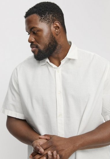 Jack & Jones Breeze Linen Blend Short Sleeve Shirt White - Košile - Košile 2XL-10XL