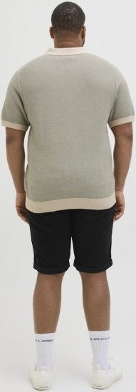 Jack & Jones Ceaston Knit Short Sleeve Sweater Vetiver - Mikiny & mikiny s kapucí - Mikiny & Mikiny s kapucí 2XL-12XL