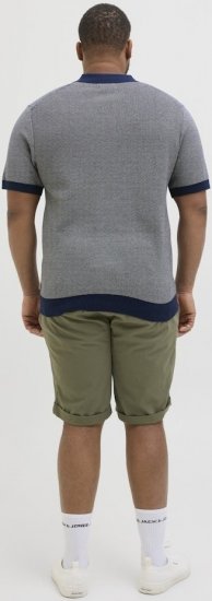 Jack & Jones Ceaston Knit Short Sleeve Sweater Grey/Blue - Mikiny & mikiny s kapucí - Mikiny & Mikiny s kapucí 2XL-12XL