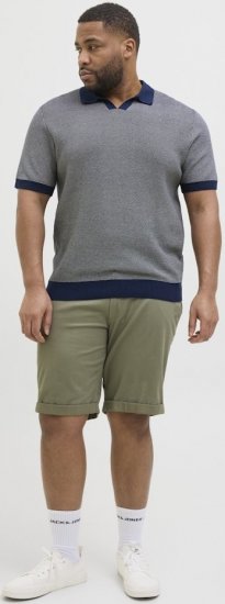 Jack & Jones Ceaston Knit Short Sleeve Sweater Grey/Blue - Mikiny & mikiny s kapucí - Mikiny & Mikiny s kapucí 2XL-12XL