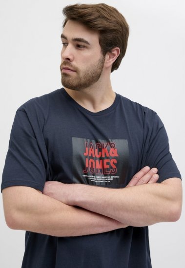 Jack & Jones Hudson Crew Neck T-Shirt Navy - Trička - Trička nadměrné velikosti - 2XL-14XL