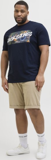 Jack & Jones Hawaii Shape Crew Neck T-Shirt Navy - Trička - Trička nadměrné velikosti - 2XL-14XL