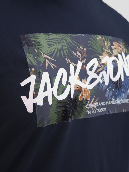 Jack & Jones Hawaii Shape Crew Neck T-Shirt Navy - Trička - Trička nadměrné velikosti - 2XL-14XL