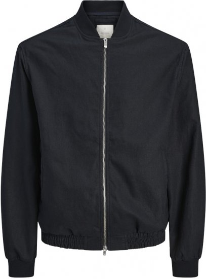 Jack & Jones Leister LinenMix Bomber Jacket Dark Navy - Bundy - Bundy Nadměrné Velikosti - 2XL-8XL