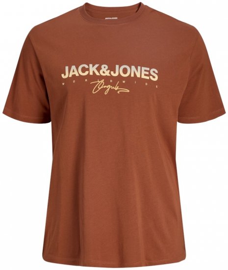 Jack & Jones Canggu Crew Neck T-Shirt Brown - Trička - Trička nadměrné velikosti - 2XL-14XL