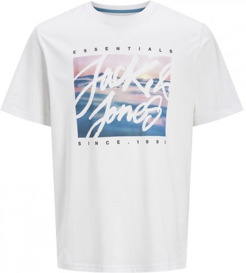 Jack & Jones Colton Photoprint Crew Neck T-Shirt White - Trička - Trička nadměrné velikosti - 2XL-14XL