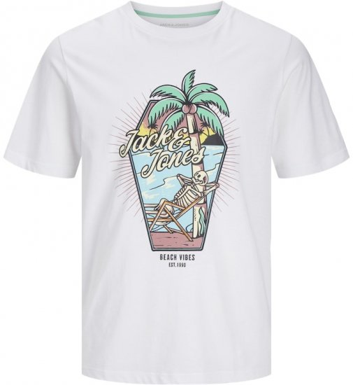 Jack & Jones Elijah Crew Neck T-Shirt White - Trička - Trička nadměrné velikosti - 2XL-14XL