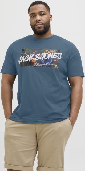 Jack & Jones Hawaii Shape Crew Neck T-Shirt Blue - Trička - Trička nadměrné velikosti - 2XL-14XL