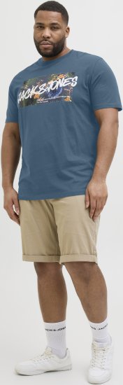 Jack & Jones Hawaii Shape Crew Neck T-Shirt Blue - Trička - Trička nadměrné velikosti - 2XL-14XL