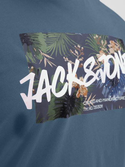 Jack & Jones Hawaii Shape Crew Neck T-Shirt Blue - Trička - Trička nadměrné velikosti - 2XL-14XL