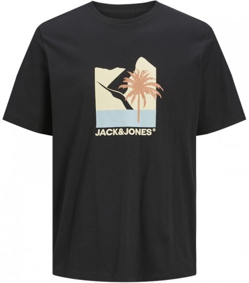 Jack & Jones Barbados Graphic Crew Neck T-Shirt Black - Trička - Trička nadměrné velikosti - 2XL-14XL