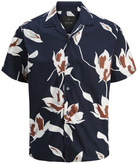 Jack & Jones Palermo Resort Print Short Sleeve Shirt Dark Blue - Košile - Košile 2XL-10XL
