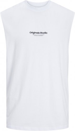 Jack & Jones VESTERBRO Sleeveless T-Shirt Bright White - Trička - Trička nadměrné velikosti - 2XL-14XL