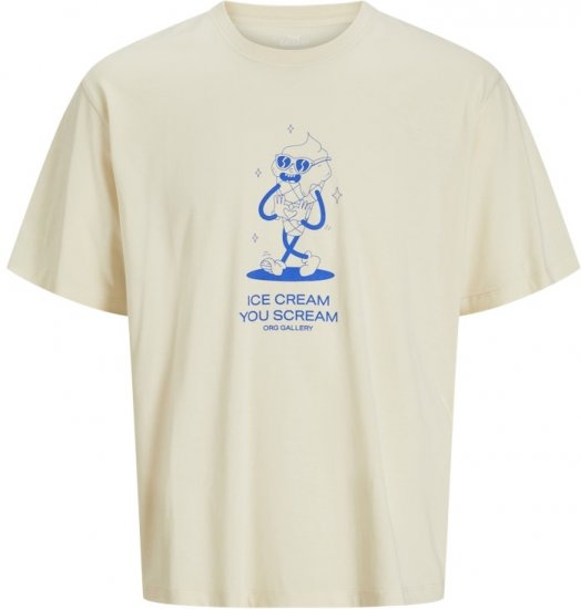 Jack & Jones Unexpect Crew Neck T-Shirt Antique White - Trička - Trička nadměrné velikosti - 2XL-14XL
