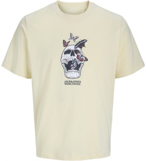 Jack & Jones Skull Coast Crew Neck T-Shirt Light Yellow - Trička - Trička nadměrné velikosti - 2XL-14XL