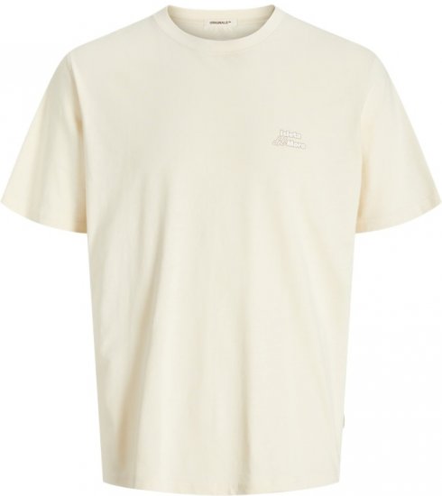 Jack & Jones Almeria Back Print T-Shirt Antique White - Trička - Trička nadměrné velikosti - 2XL-14XL