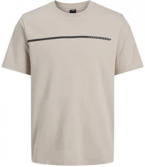 Jack & Jones Fusion Black Line Crew Neck T-Shirt Beige - Trička - Trička nadměrné velikosti - 2XL-14XL