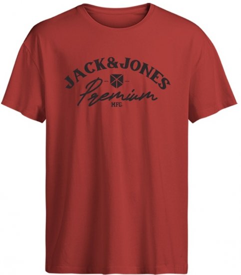 Jack & Jones Blurobar Crew Neck T-Shirt Red - Trička - Trička nadměrné velikosti - 2XL-14XL
