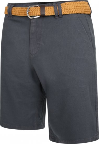 Kam Jeans 3402 Belted Dobby Weave Stretch Chino Shorts Charcoal - Šortky - Šortky Nadměrné Velikosti W40-W60