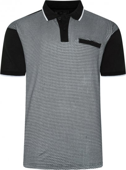 Kam Jeans 5518 Smart Mini Geo-Print Polo Black - Polokošile - Polokošile 2XL-8XL - Trička s límečkem 2XL-8XL