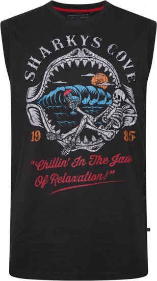 Kam Jeans 5762 Sharkeys Cove Vest Sleeveless T-Shirt Pirate Black - Trička - Trička nadměrné velikosti - 2XL-14XL