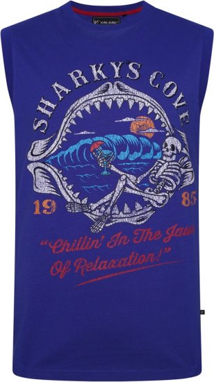 Kam Jeans 5762 Sharkeys Cove Vest Sleeveless T-Shirt Sea Surf Blue - Trička - Trička nadměrné velikosti - 2XL-14XL