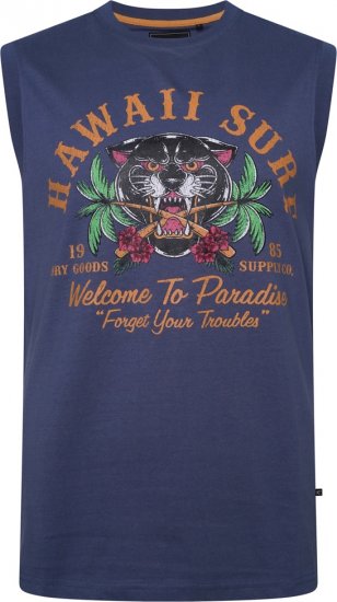 Kam Jeans 5763 Hawaii Surf Vest Vintage Indigo - Trička - Trička nadměrné velikosti - 2XL-14XL
