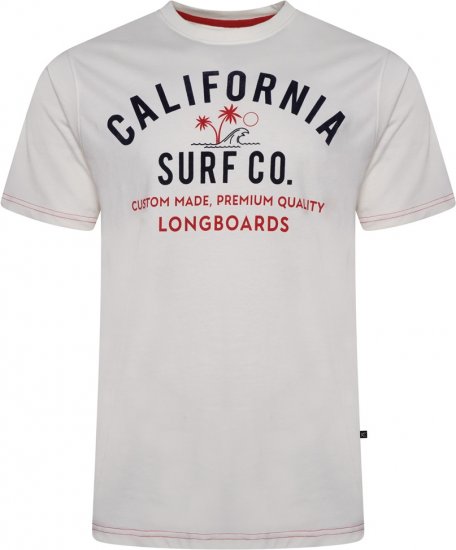 Kam Jeans 5766 California Surf Co T-Shirt Vintage White - Trička - Trička nadměrné velikosti - 2XL-14XL