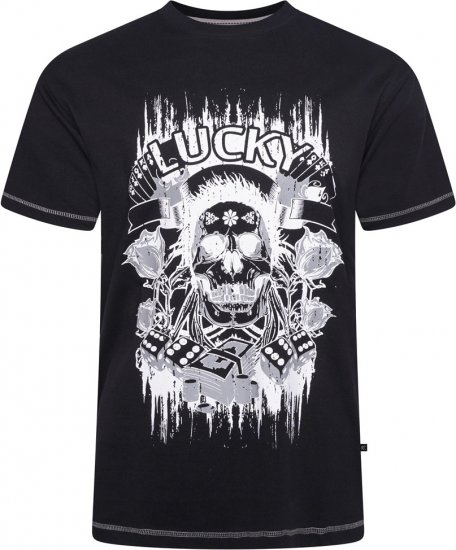 Kam Jeans 5770 Lucky Skull T-Shirt Black - Trička - Trička nadměrné velikosti - 2XL-14XL