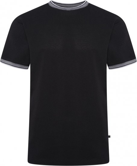Kam Jeans 5779 Textured Body With Contrast Neck And Cuffs T-Shirt Black - Trička - Trička nadměrné velikosti - 2XL-14XL