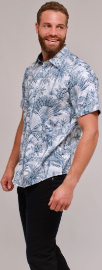 Kam Jeans 6063 Summer Print Short Sleeve Shirt Blue - Košile - Košile 2XL-10XL