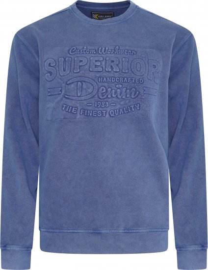 Kam Jeans 7065 Crew Neck Washed Embossed Sweatshirt Indigo - Mikiny & mikiny s kapucí - Mikiny & Mikiny s kapucí 2XL-12XL