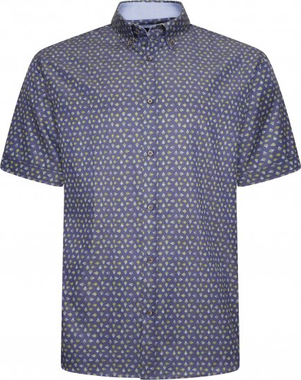Kam Jeans P033 Premium Floral Print Short Sleeve Shirt Navy - Košile - Košile 2XL-10XL